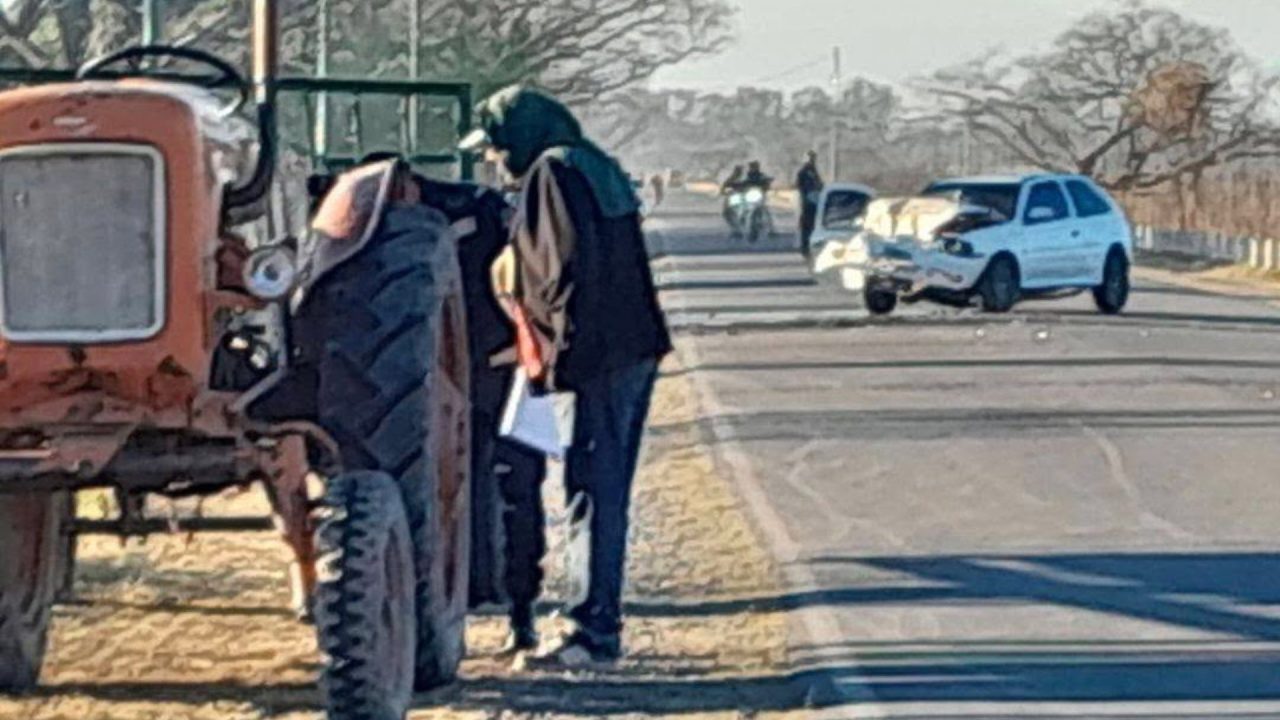 Ruta 36: Choque entre un auto y un carro tabacalero sin luz 